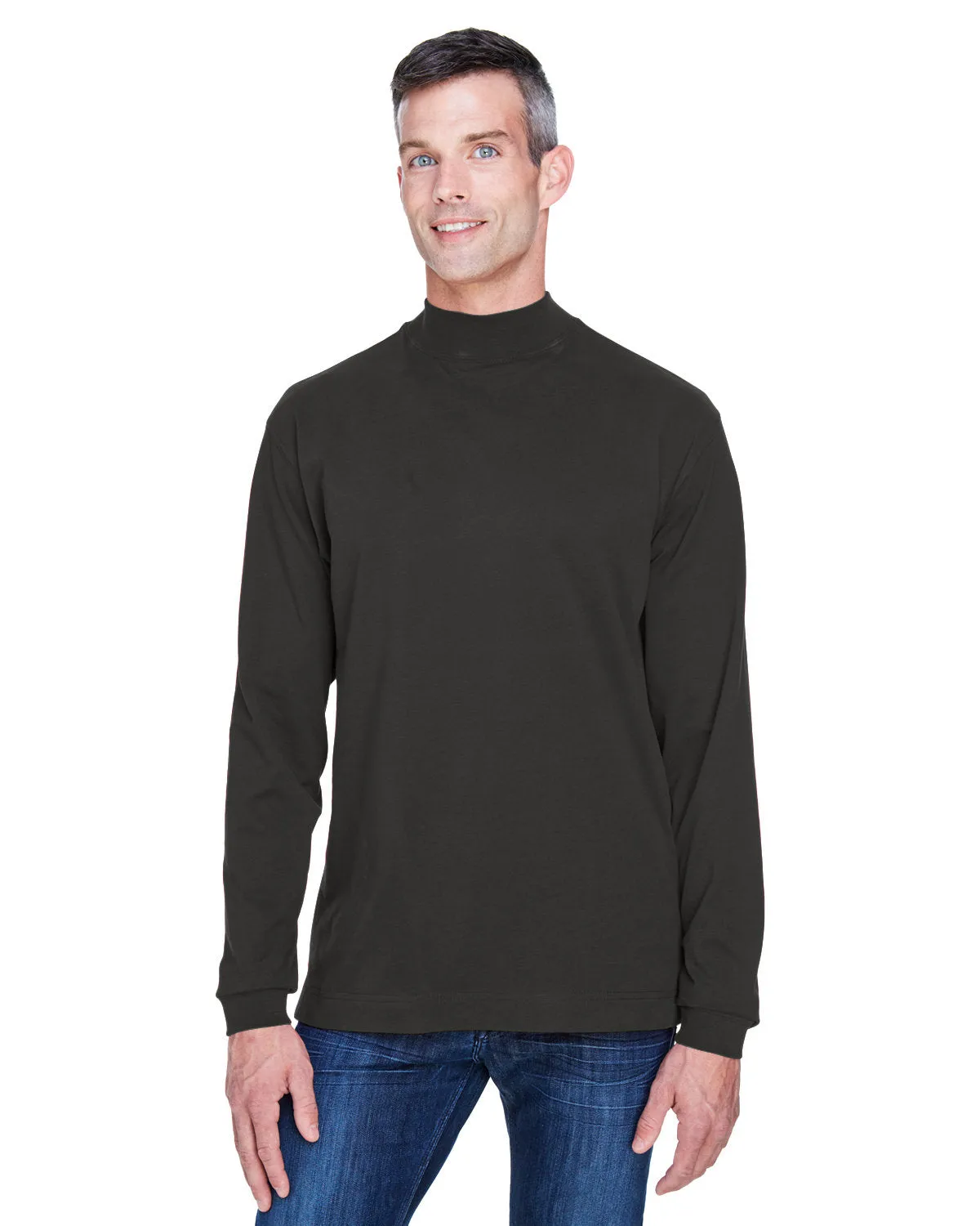 Devon & Jones Adult Sueded Cotton Jersey Mock Turtleneck