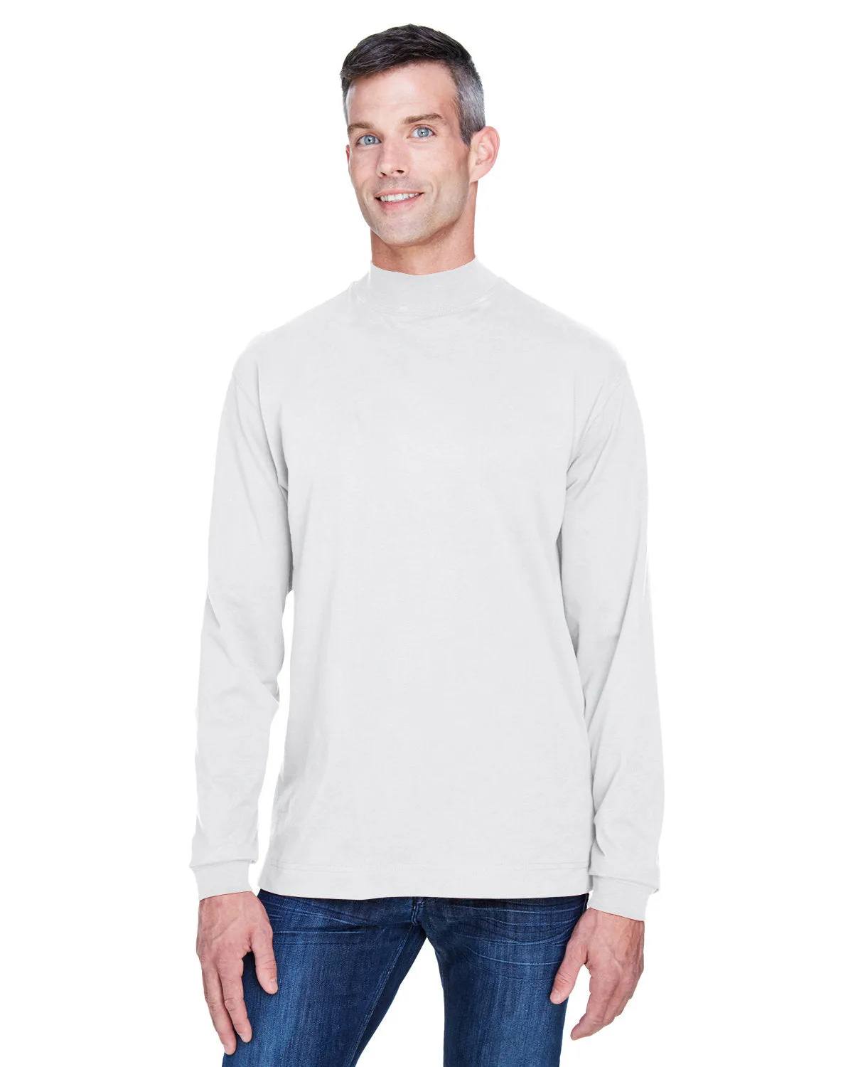 Devon & Jones Adult Sueded Cotton Jersey Mock Turtleneck