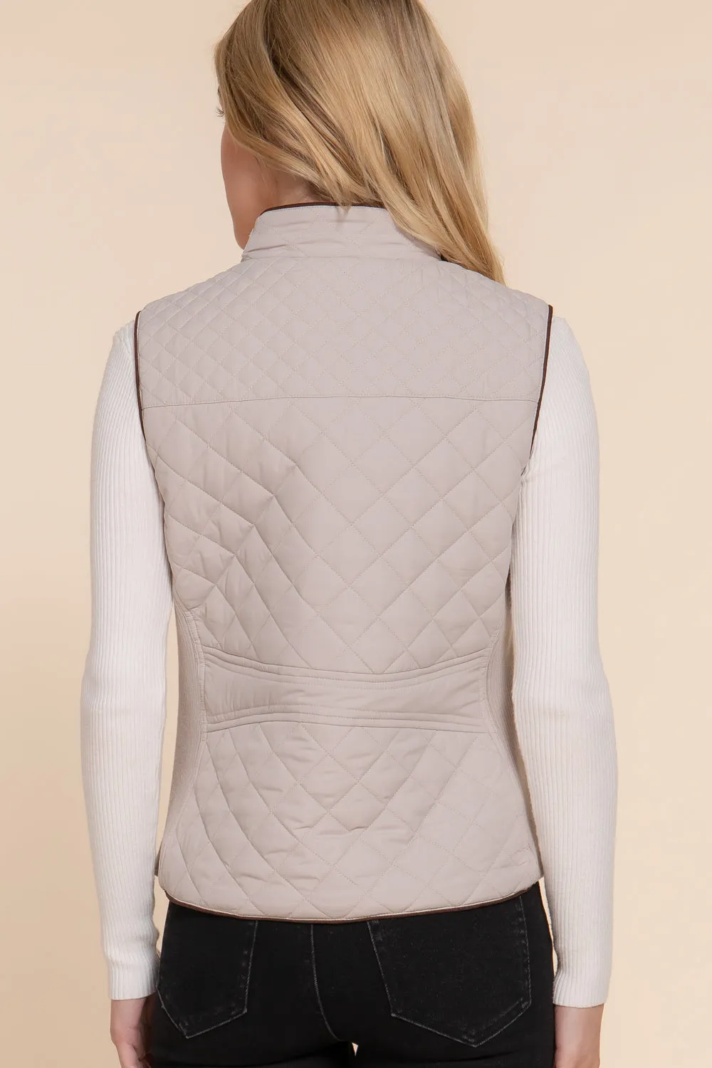 Diamond Quilted Vest - Pale Taupe