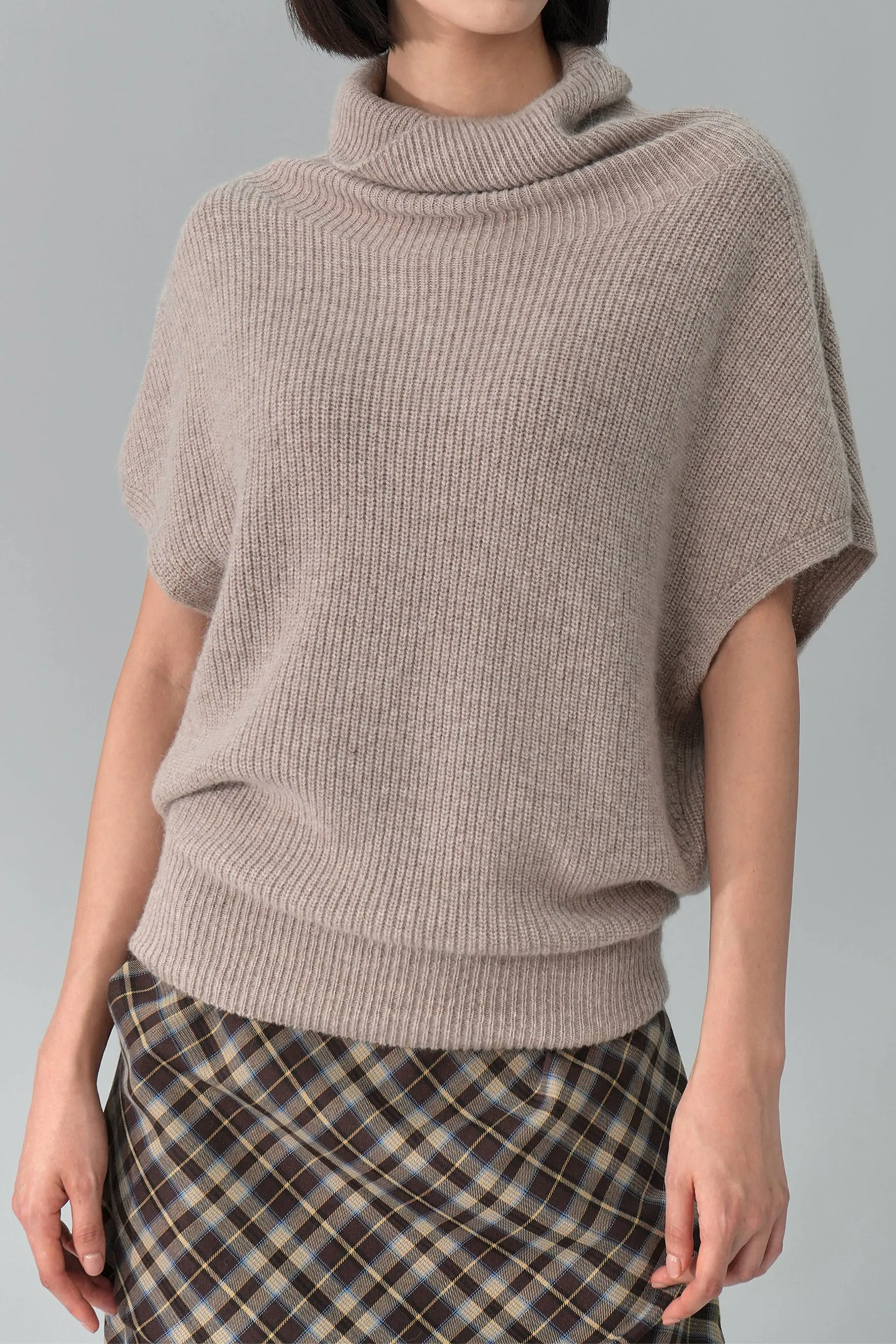 Diann Turtleneck Top, Beige