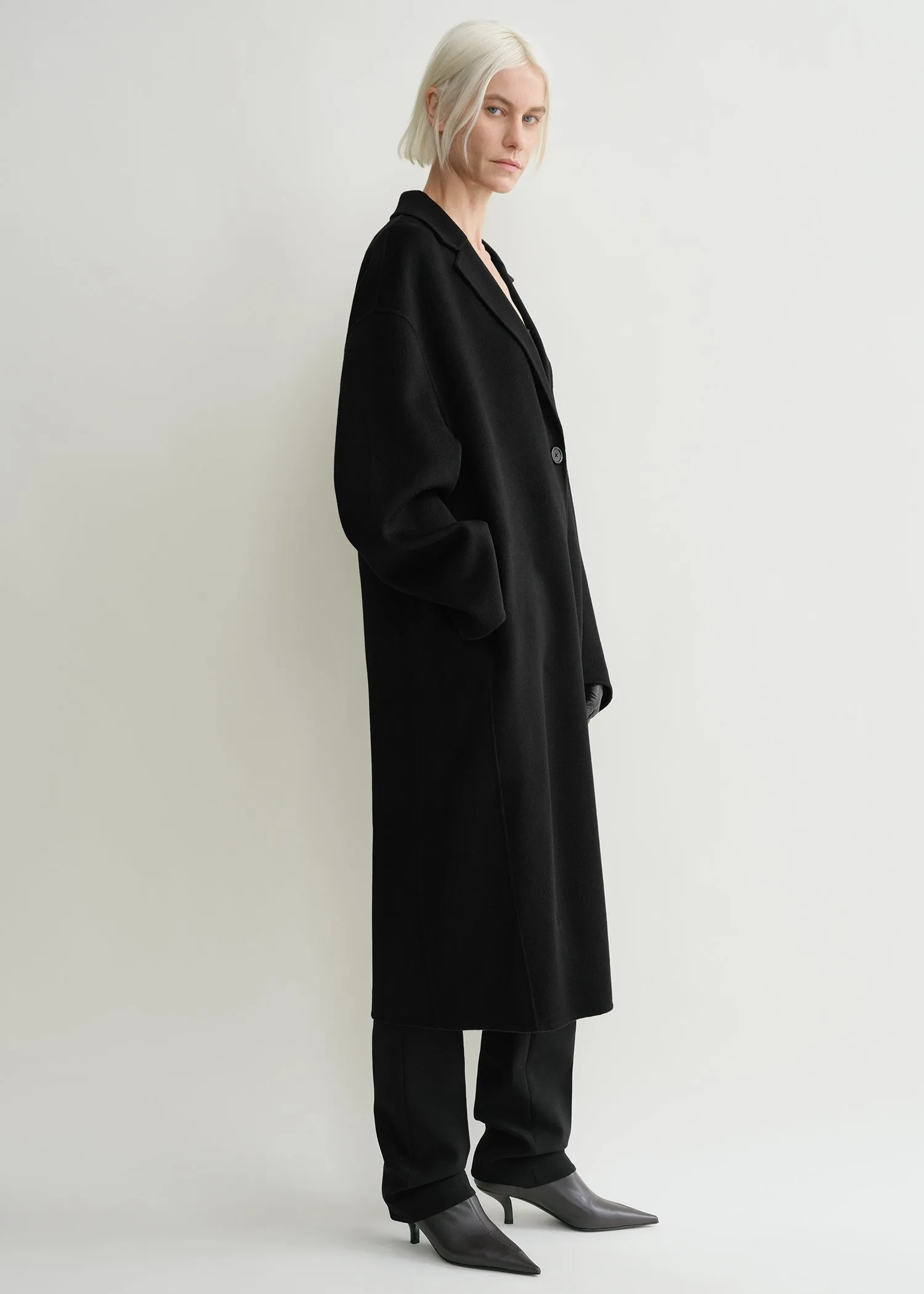 Doublé cocoon coat black