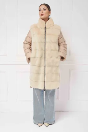 Down coat with mink