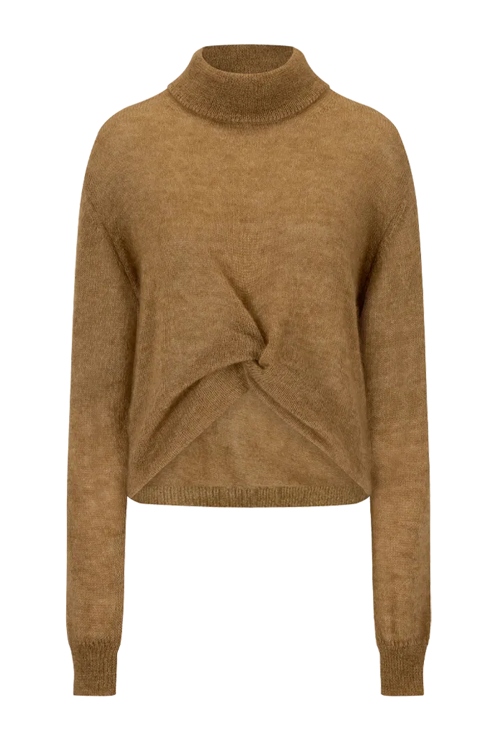 Draped Turtleneck Sweater | Camel