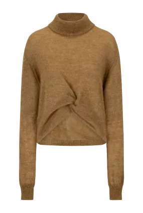 Draped Turtleneck Sweater | Camel