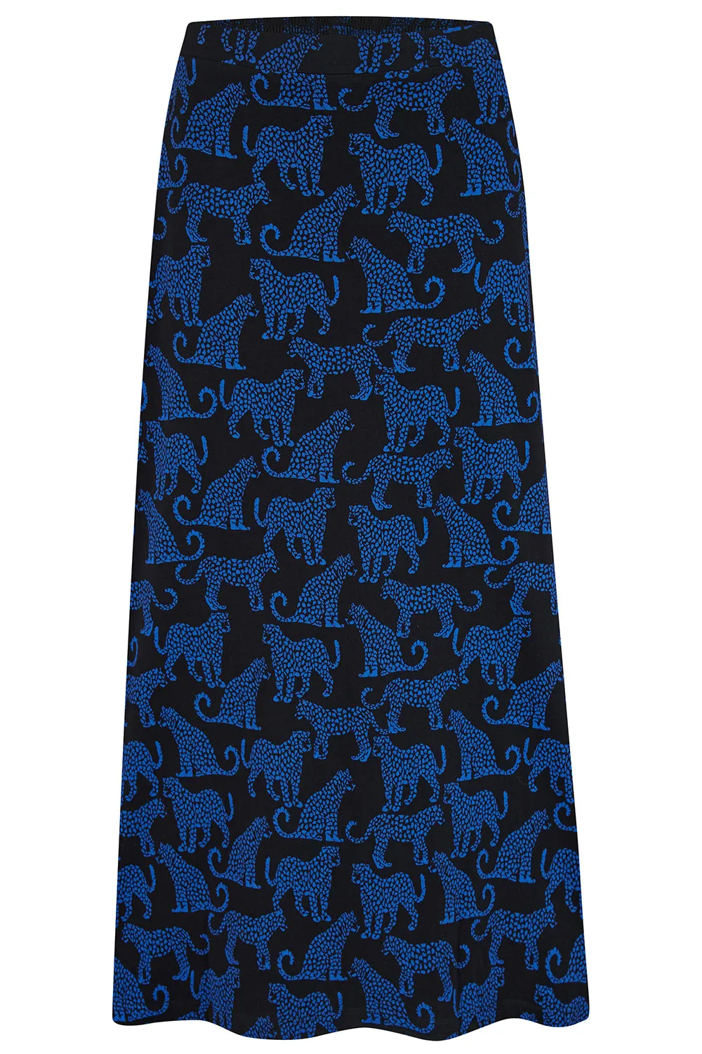 Duska Skirt - Black/Blue, Leopard Spots