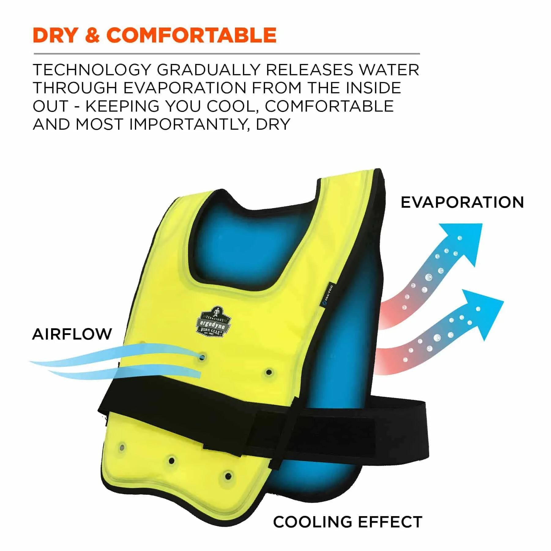 Ergodyne 12683 6687 S/M Lime Economy Dry Evaporative Cooling Vest - Elastic