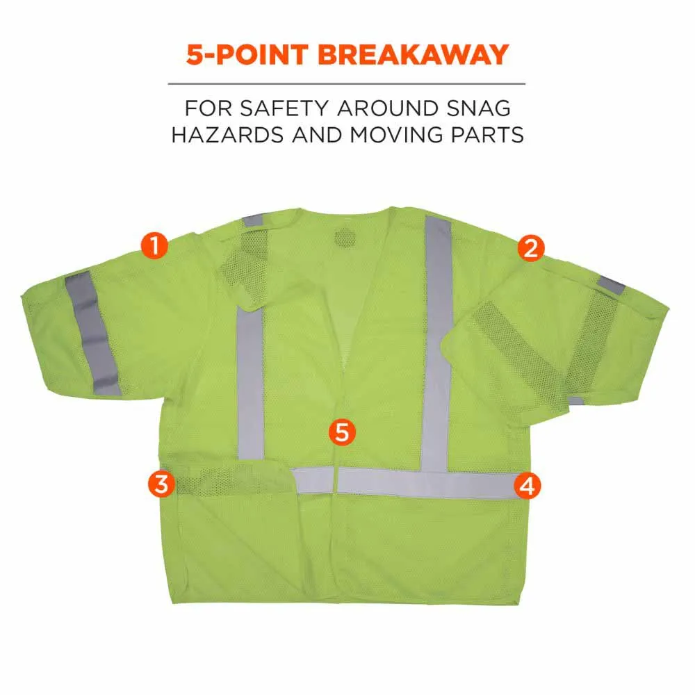 Ergodyne 23055 8315BA L/XL Lime Hi Vis Breakaway Safety Vest HL