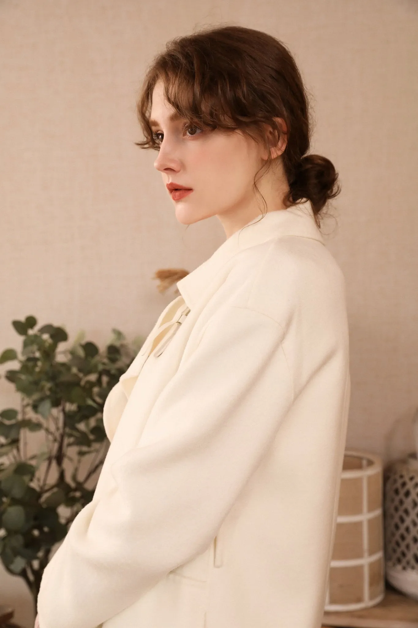 Fangyan | Alienor White Belted Wool Coat