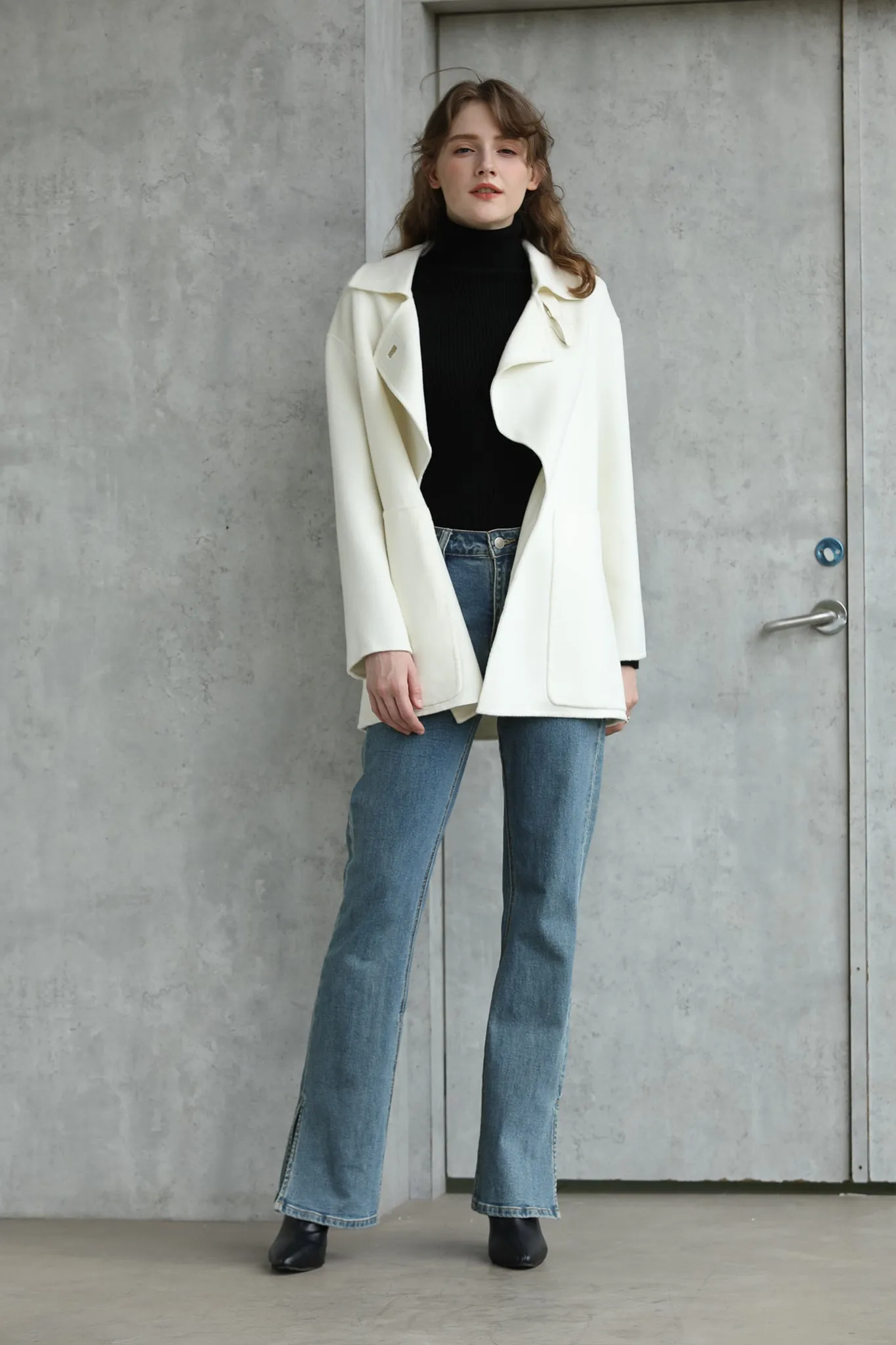 Fangyan | Alienor White Belted Wool Coat