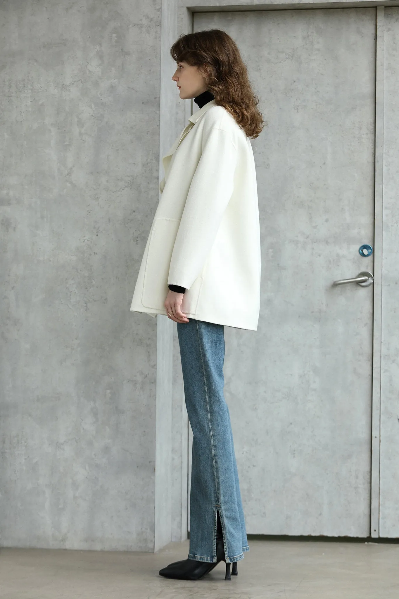 Fangyan | Alienor White Belted Wool Coat