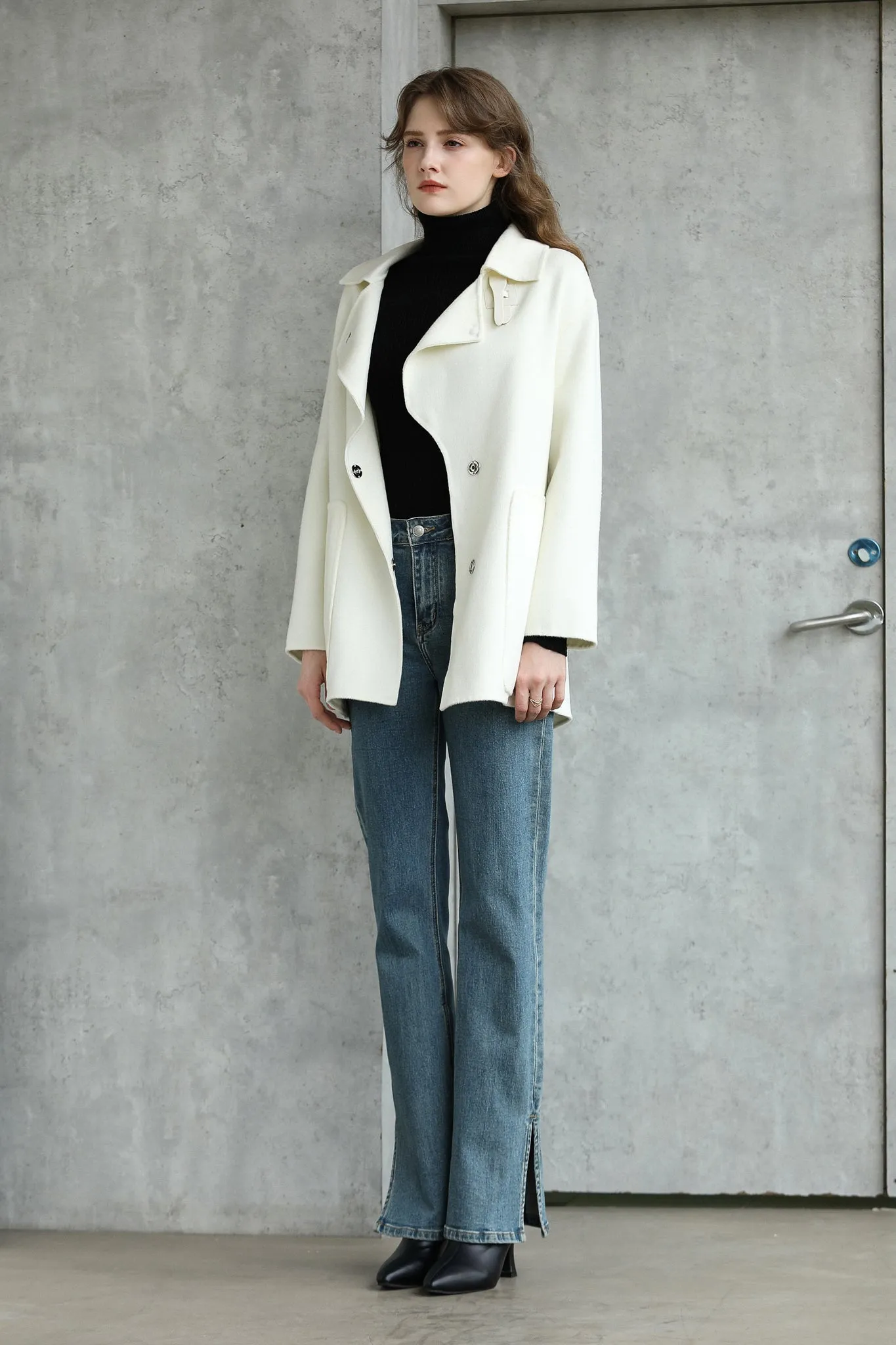 Fangyan | Alienor White Belted Wool Coat