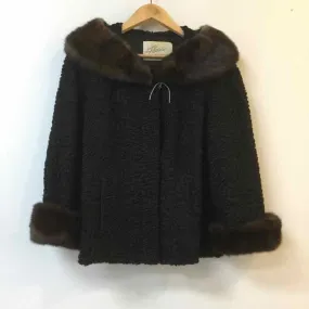 Flora Size S Black/Brown Vintage Fur collar Waist Length Coat