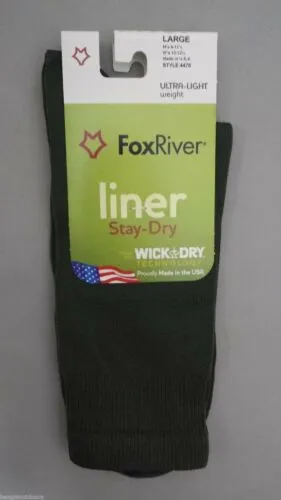 Fox River 4478 Wick Dry Alturas Socks Ultra-Lightweight Crew Liner Sock Olive M