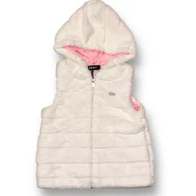 Girls DKNY Size 6X White Faux Fur Hooded Vest