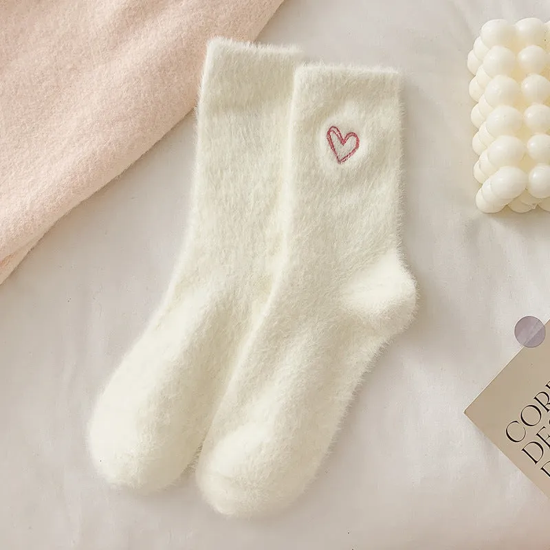 Gohobi Pink Heart Velvet Socks