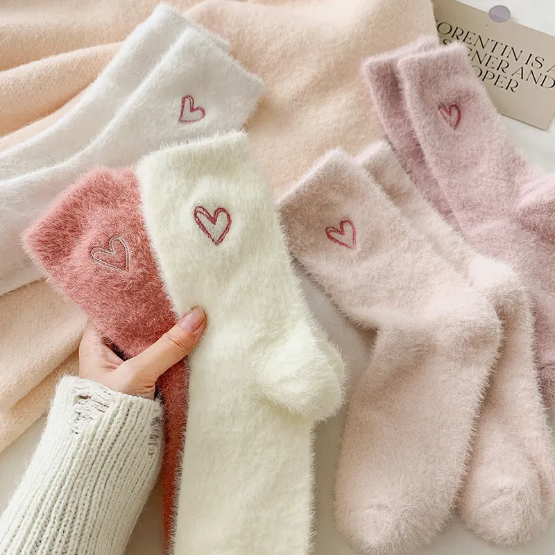 Gohobi Pink Heart Velvet Socks