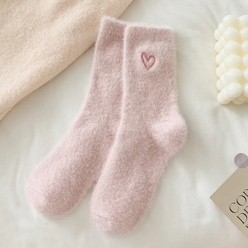 Gohobi Pink Heart Velvet Socks