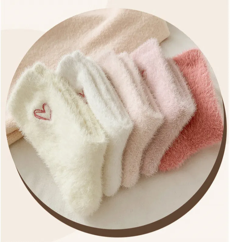 Gohobi Pink Heart Velvet Socks