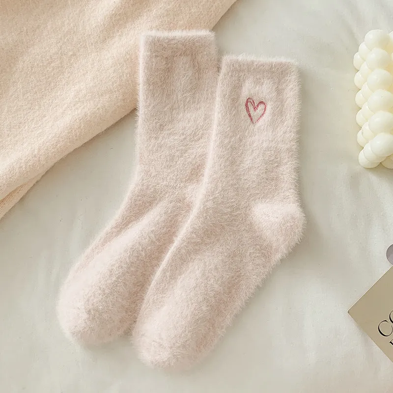 Gohobi Pink Heart Velvet Socks