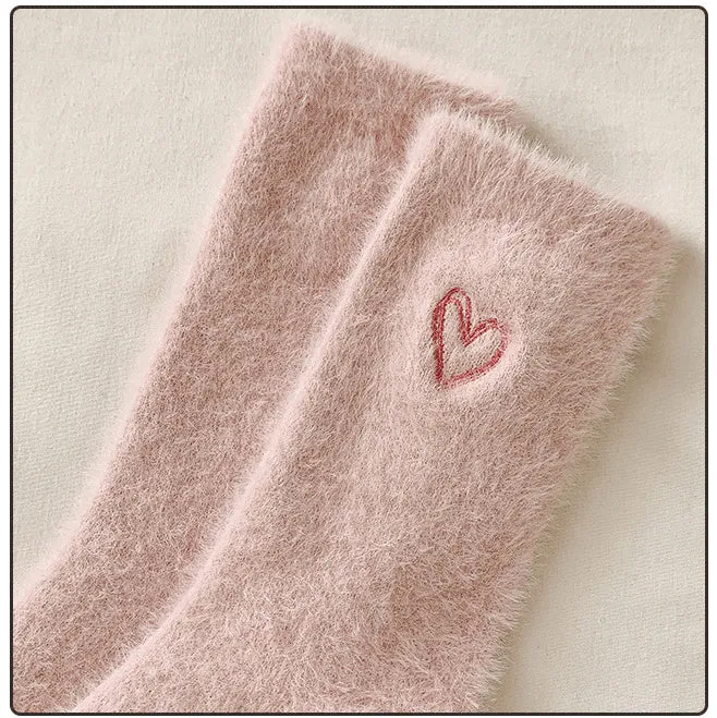 Gohobi Pink Heart Velvet Socks