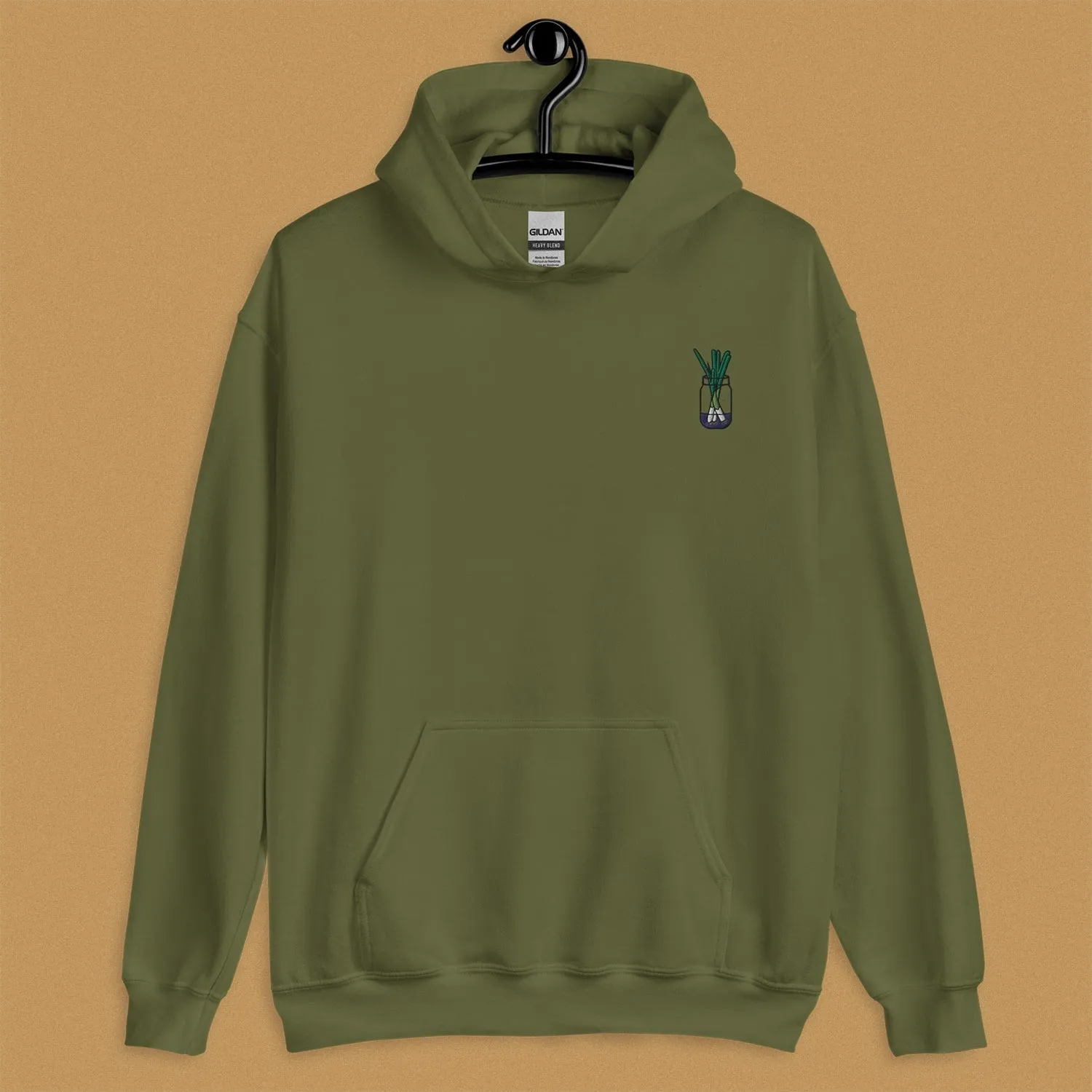 Green Onion Embroidered Hoodie