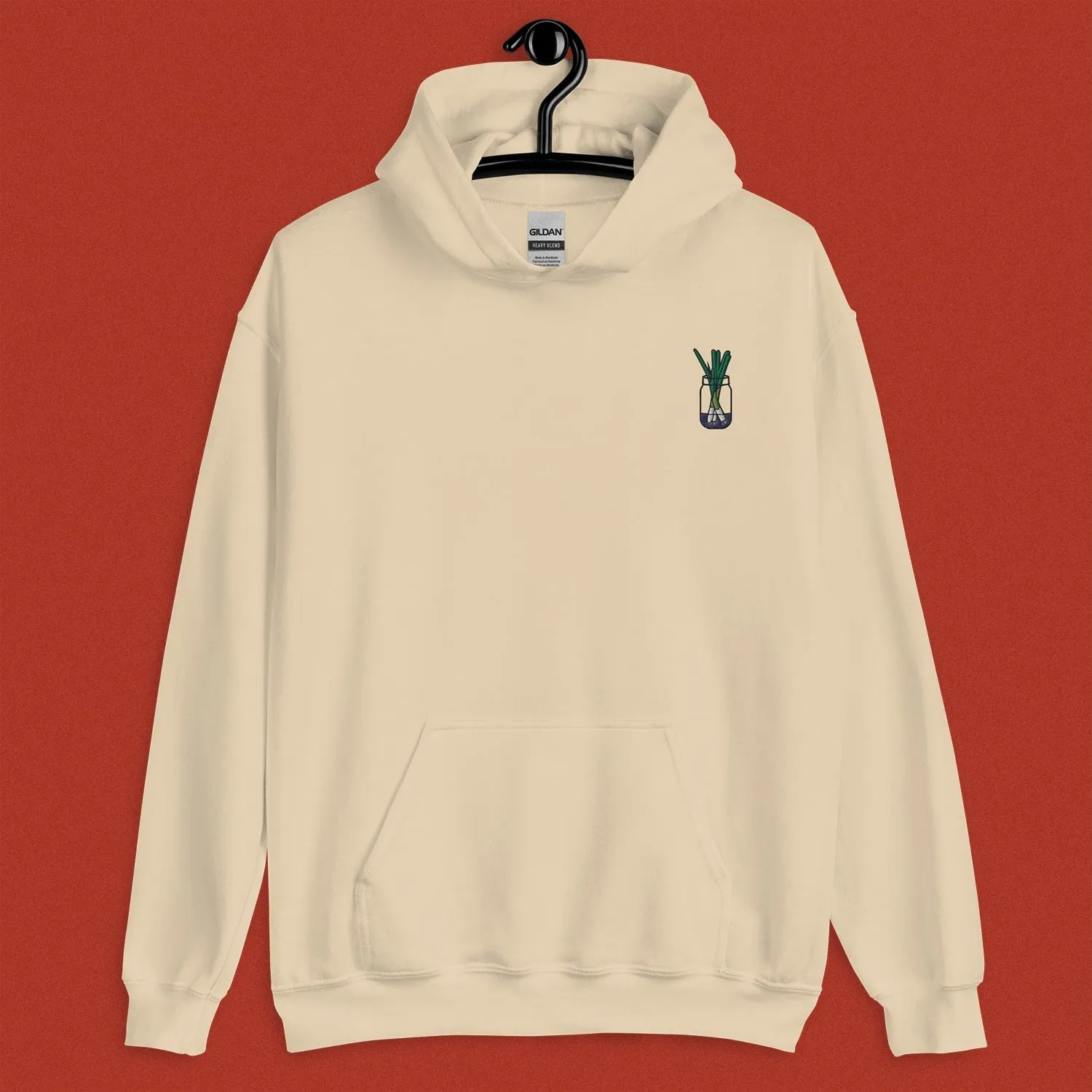 Green Onion Embroidered Hoodie