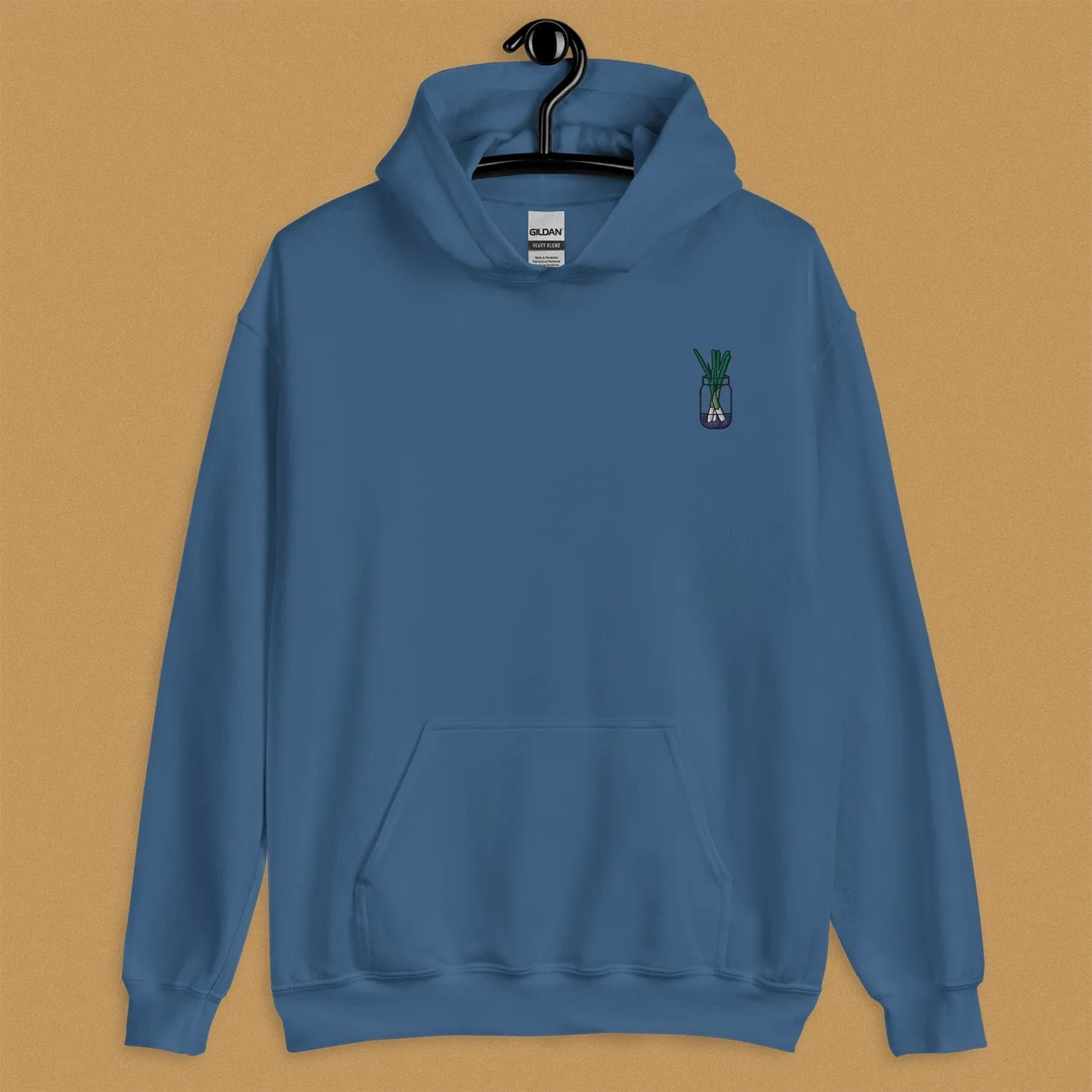 Green Onion Embroidered Hoodie