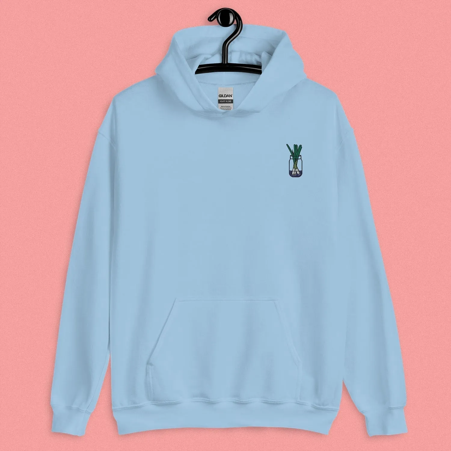 Green Onion Embroidered Hoodie