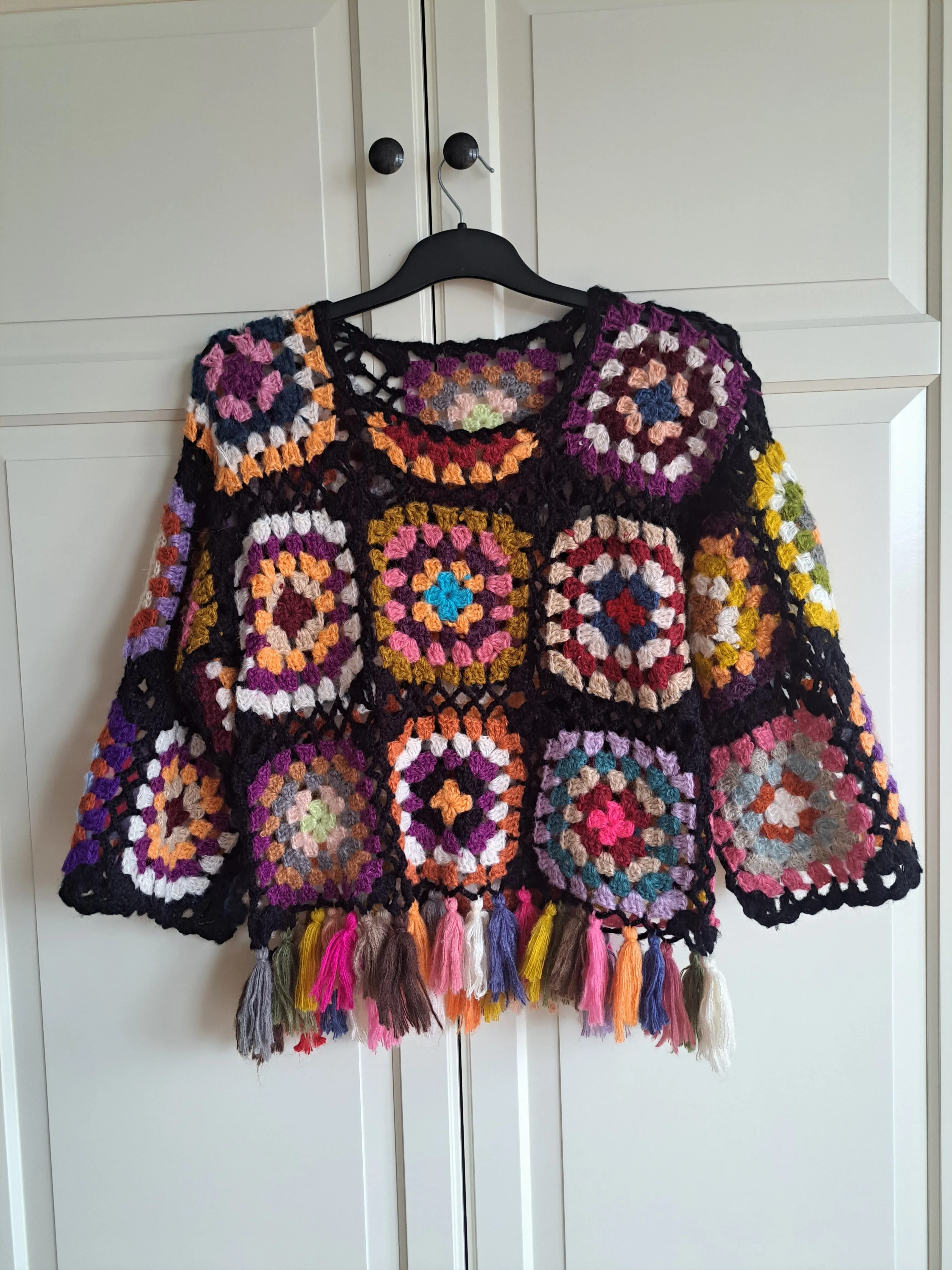 Hand Crochet Tassel Poncho Jumper