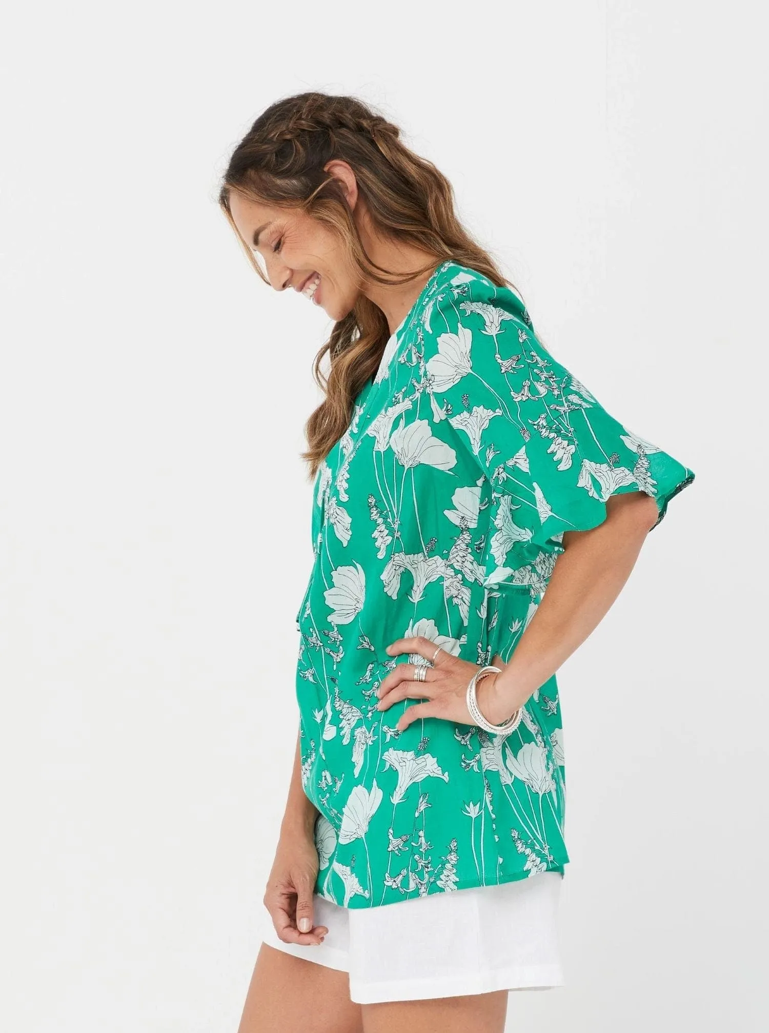 Hanneli Top - Green Print/Viscose