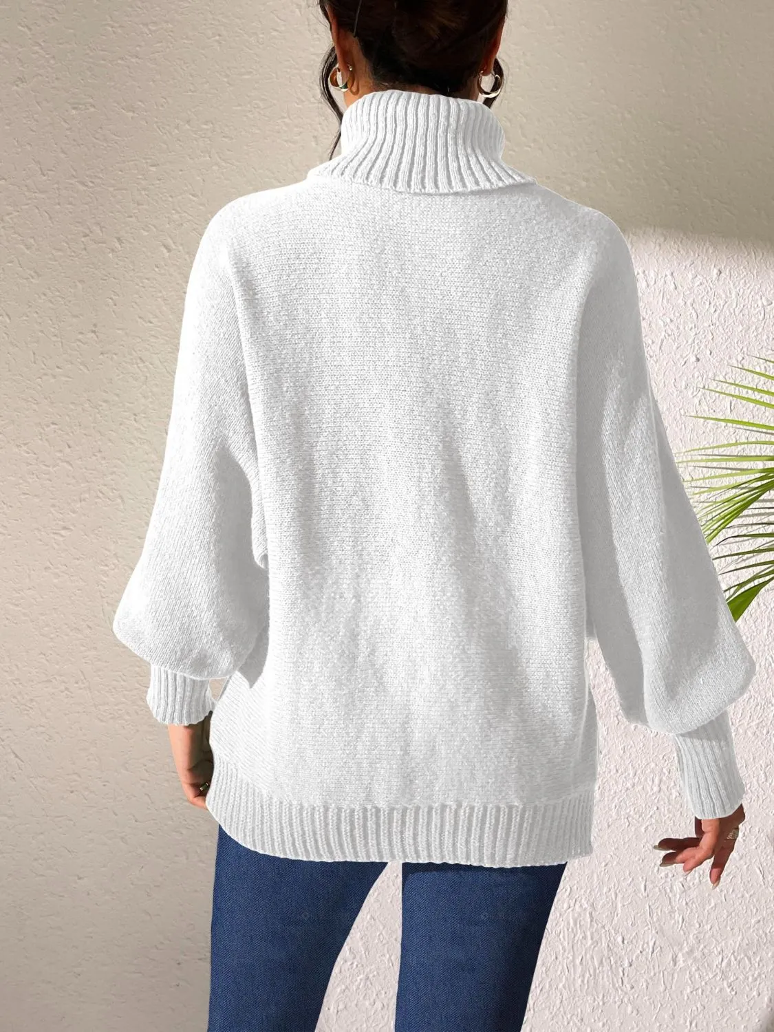 Heart Turtleneck Long Sleeve Sweater