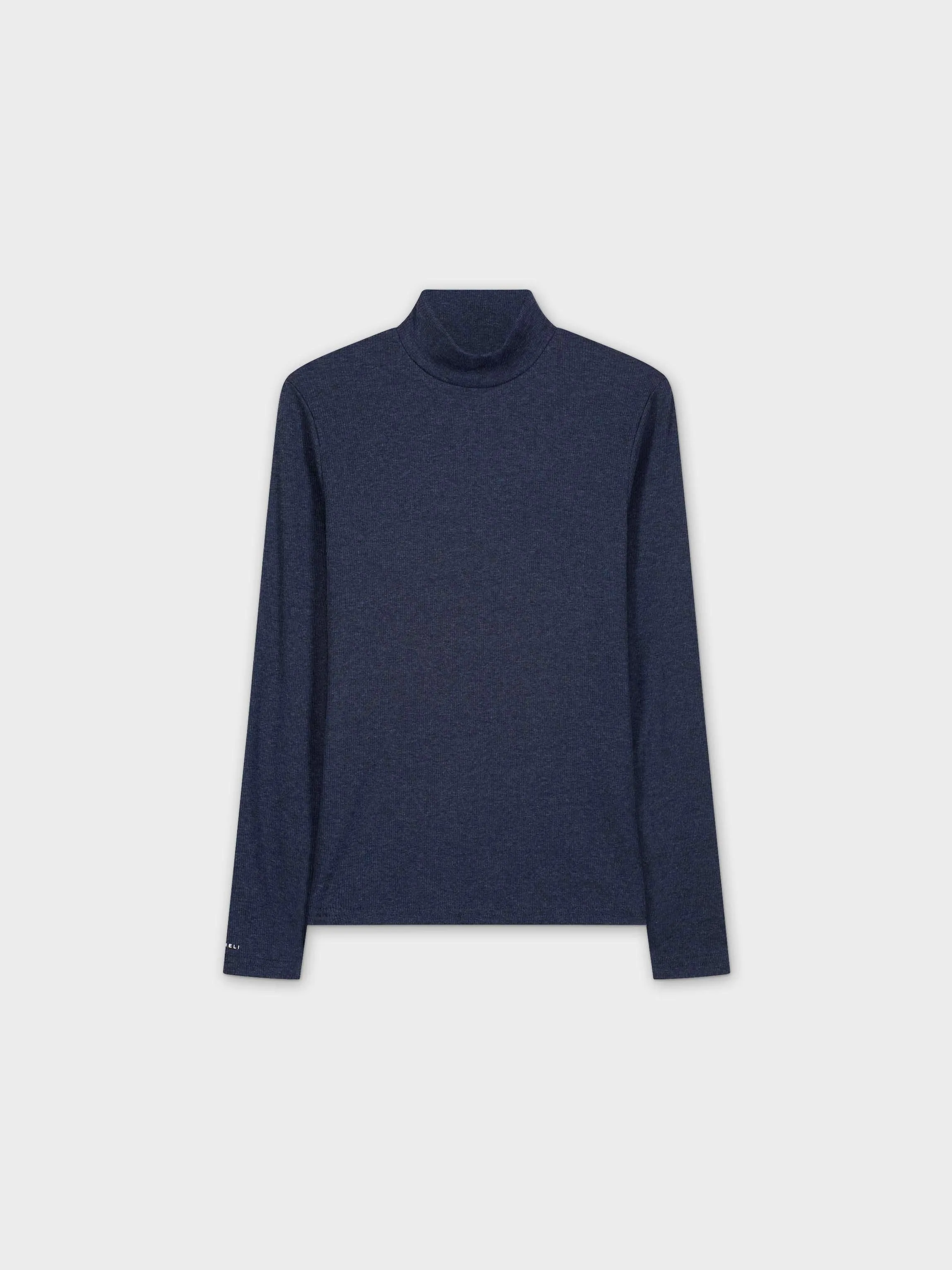 HEATHERED TURTLENECK-NAVY