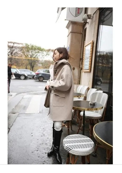 Hooded Winter Cotton Thick Loose Woolen Coat