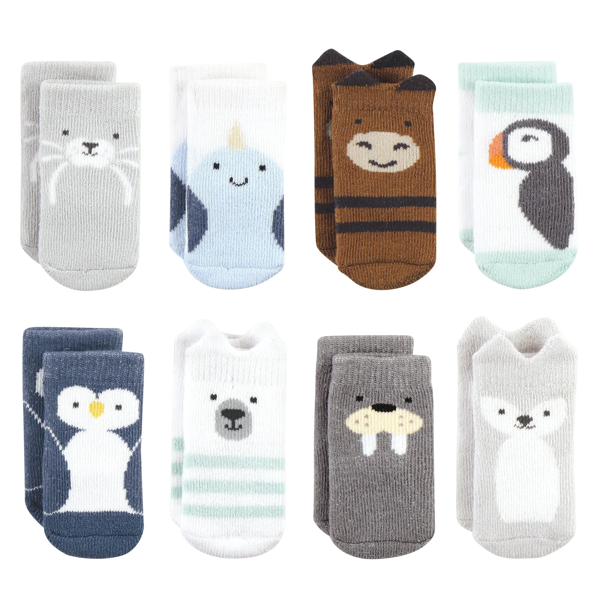 Hudson Baby Cotton Rich Newborn and Terry Socks, Arctic Animals