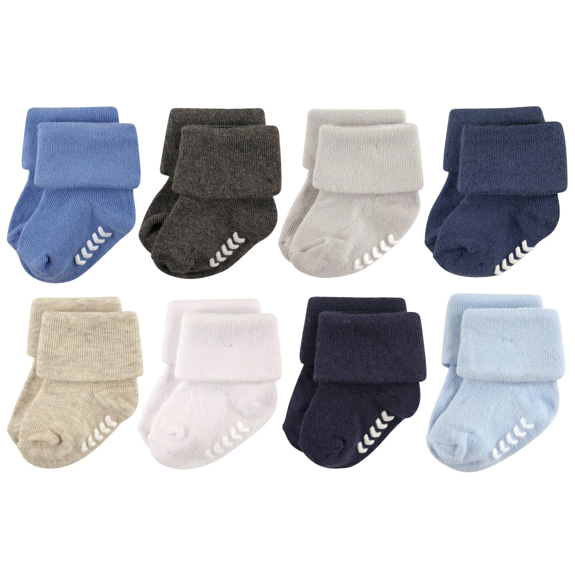 Hudson Baby Cotton Rich Newborn and Terry Socks, Blue Gray