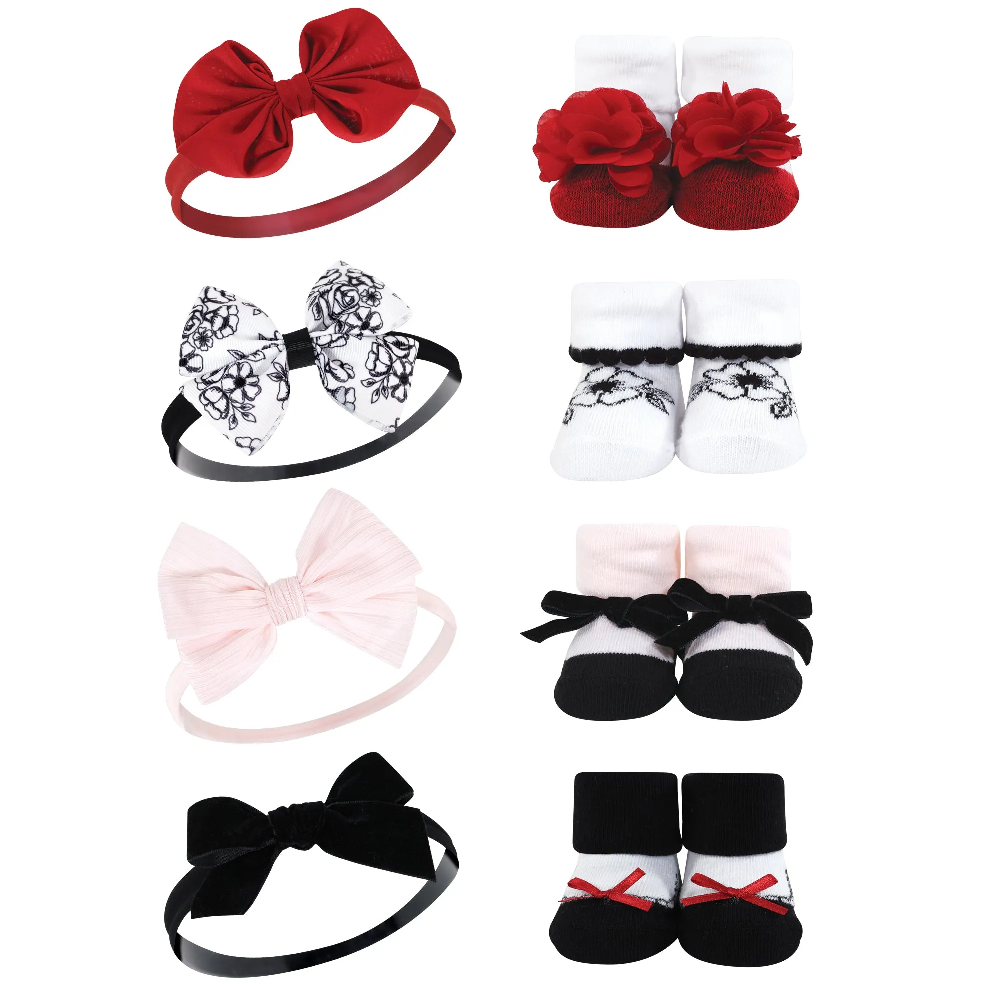 Hudson Baby Headband and Socks Giftset, Black Toile