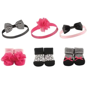 Hudson Baby Headband and Socks Giftset, Damask