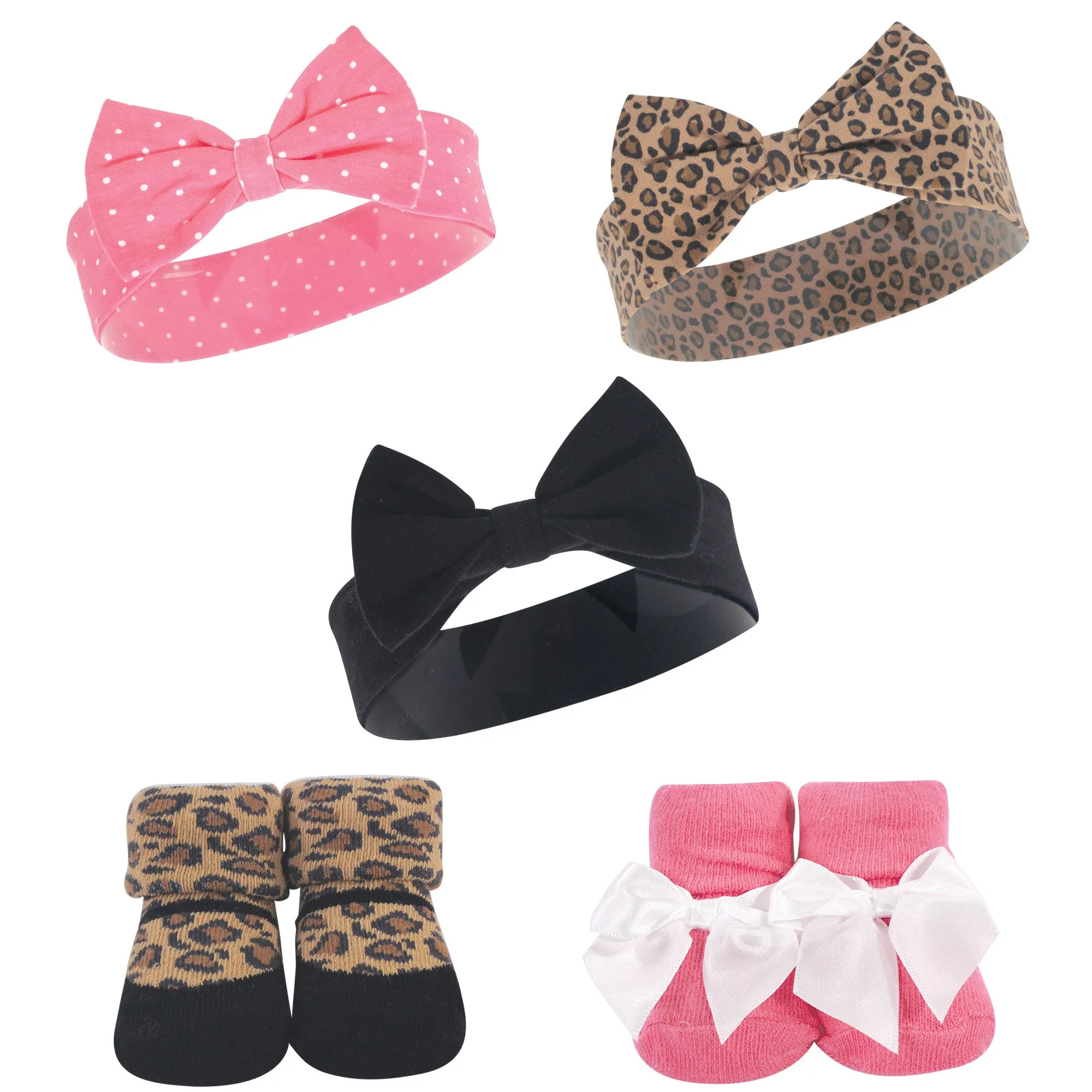 Hudson Baby Headband and Socks Set, Leopard