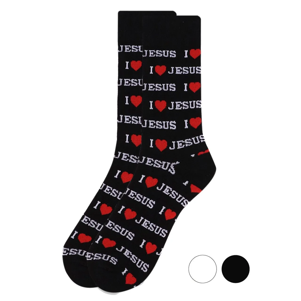 I Love Jesus or Bible Faith Inspired Christian Crew Socks for Men or Women