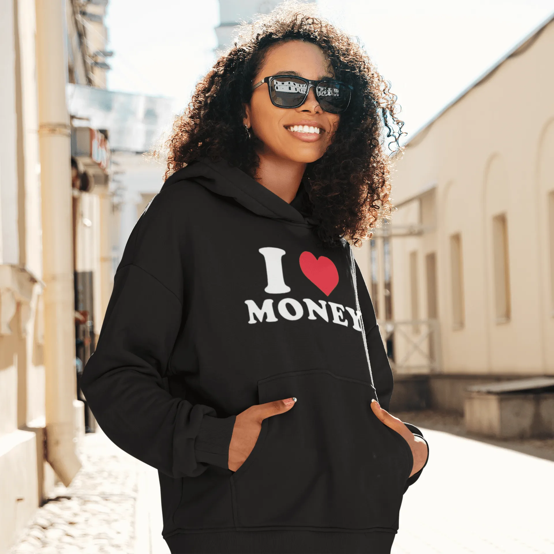 I Love Money Hoodie Ultra Soft Blended Cotton Midweight Unisex Pullover