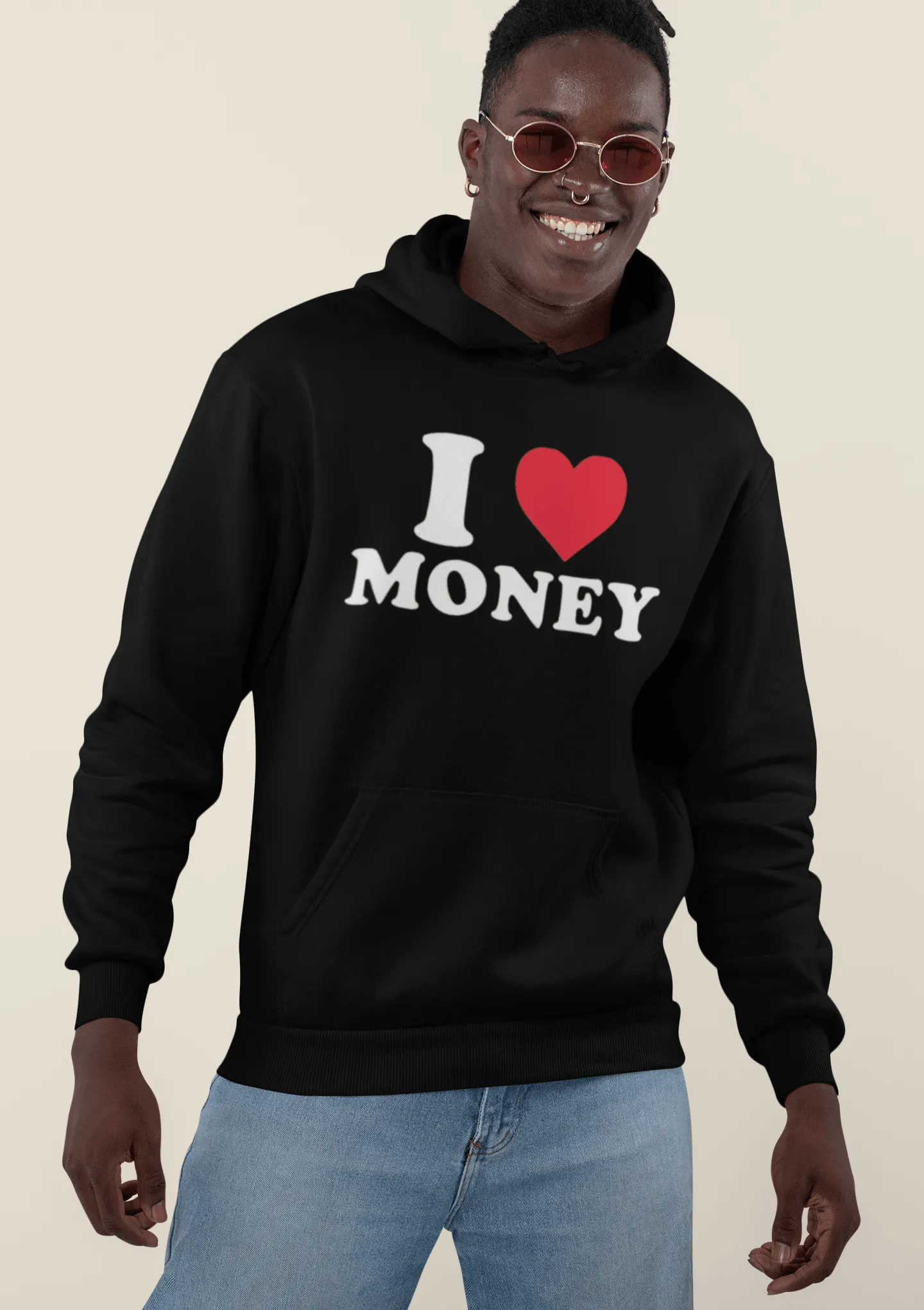 I Love Money Hoodie Ultra Soft Blended Cotton Midweight Unisex Pullover