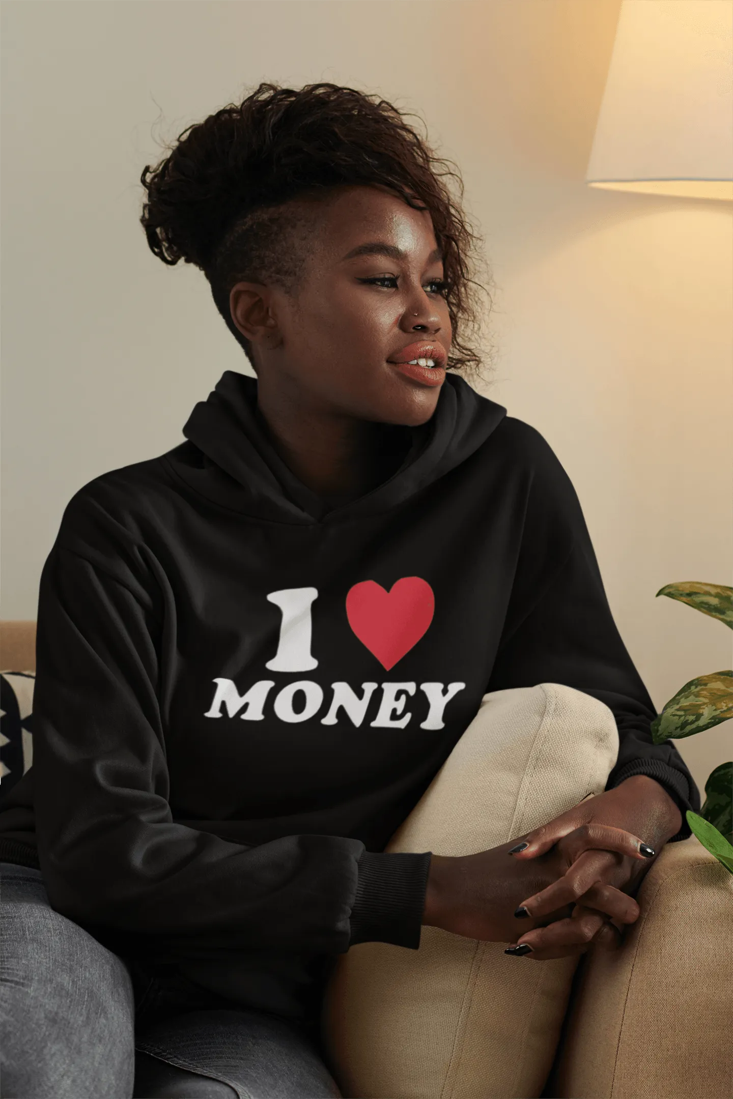 I Love Money Hoodie Ultra Soft Blended Cotton Midweight Unisex Pullover