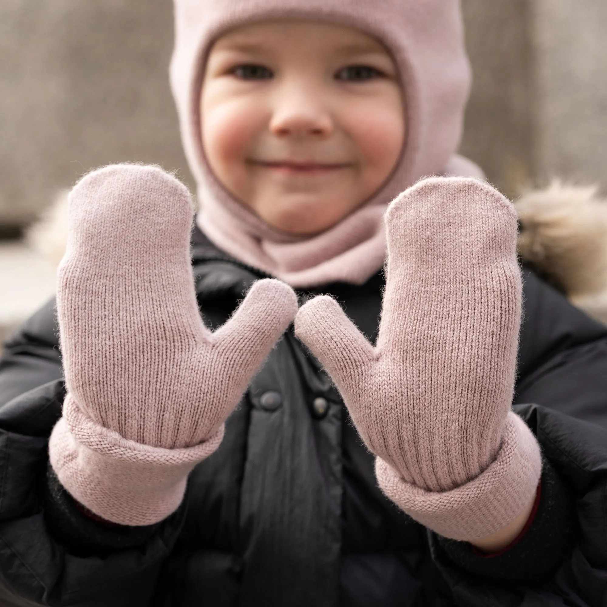 Kids' Knit Balaclava & Mittens Cashmere Blend 2-Piece