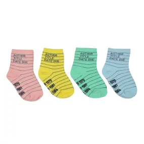 Kid's Library Card 4-Pack Socks