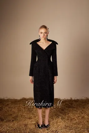 Kirakira.M K121155 "Wonderlust" Black wool long coat