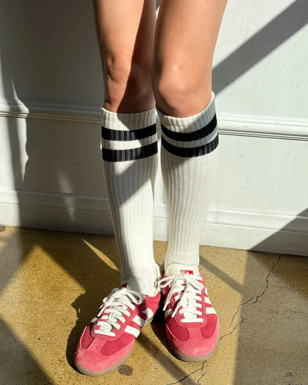 Knee High Boyfriend Socks -  Creme