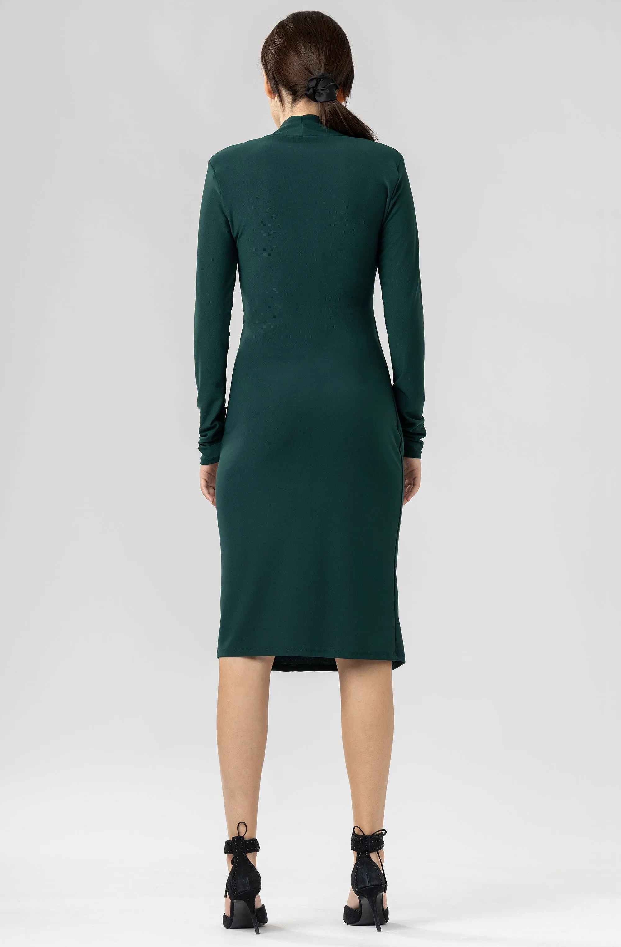 Knit Midi Dress with Side Gather