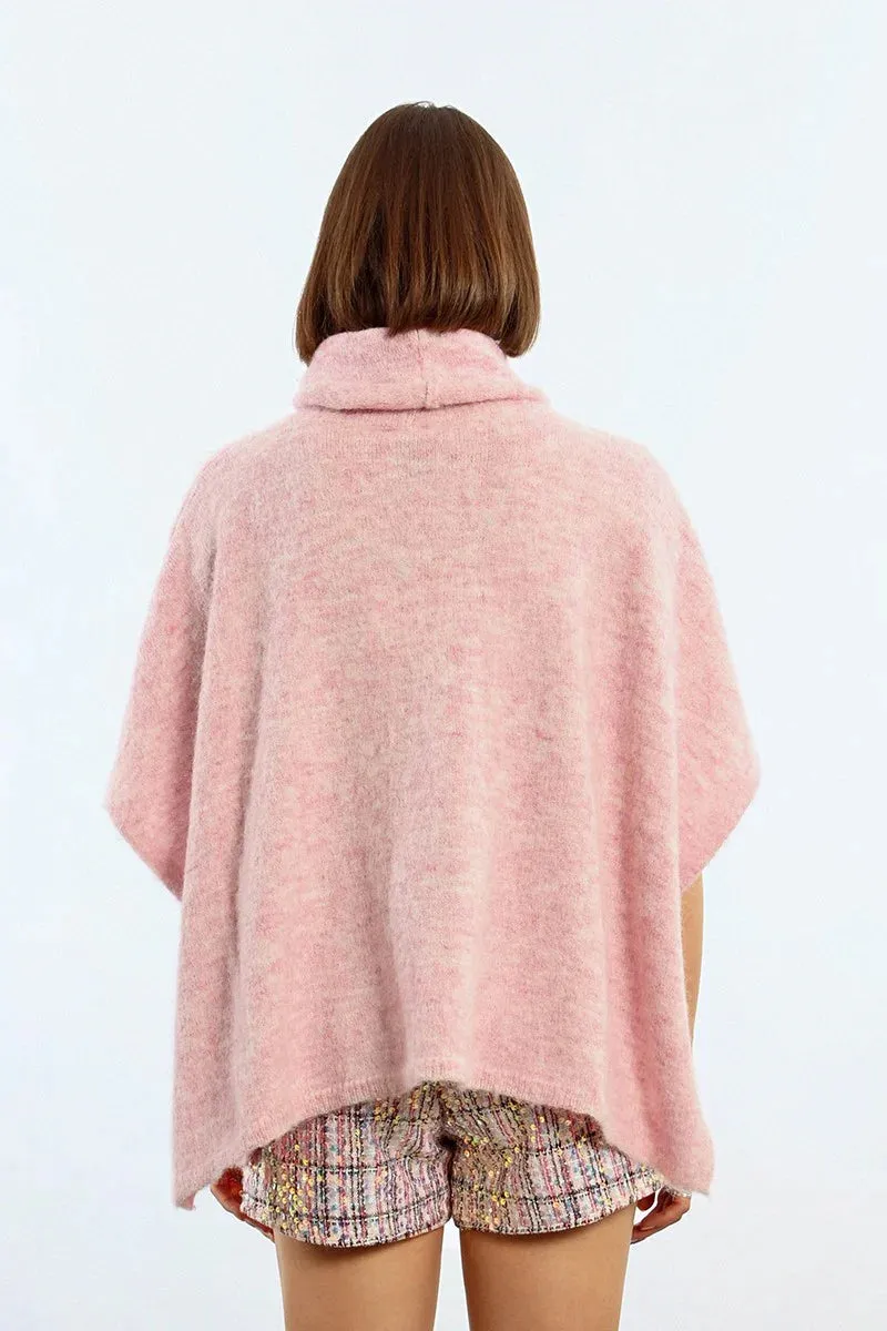 Knitted Poncho (Light Pink)