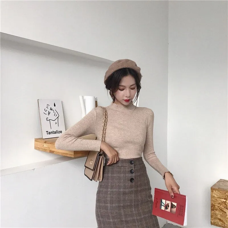 Knitted Turtleneck Sweater Casual Soft Jumper Long Sleeve