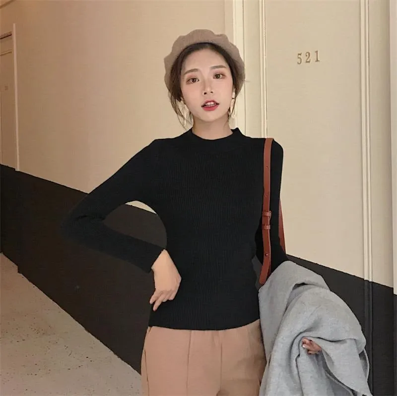 Knitted Turtleneck Sweater Casual Soft Jumper Long Sleeve